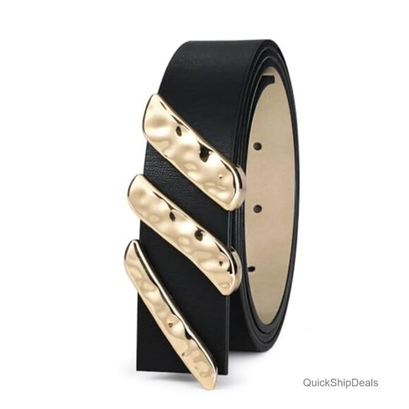 Genuine Leather Belt with Gold Metal Buckle for Women main image 4